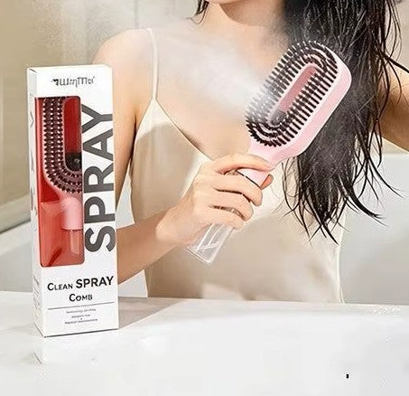 Brosse à cheveux vaporisatrice 2-en-1 anti-statique et massante.